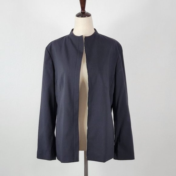 EMANUEL UNGARO blazer full zipper round neck black Sz 8/42 - Picture 2 of 7